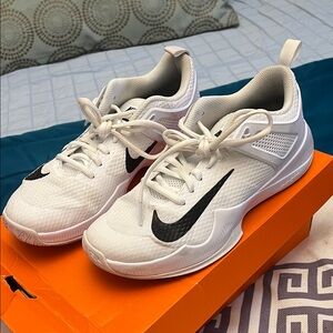 Nike White Athletic Shoes with Black Logo